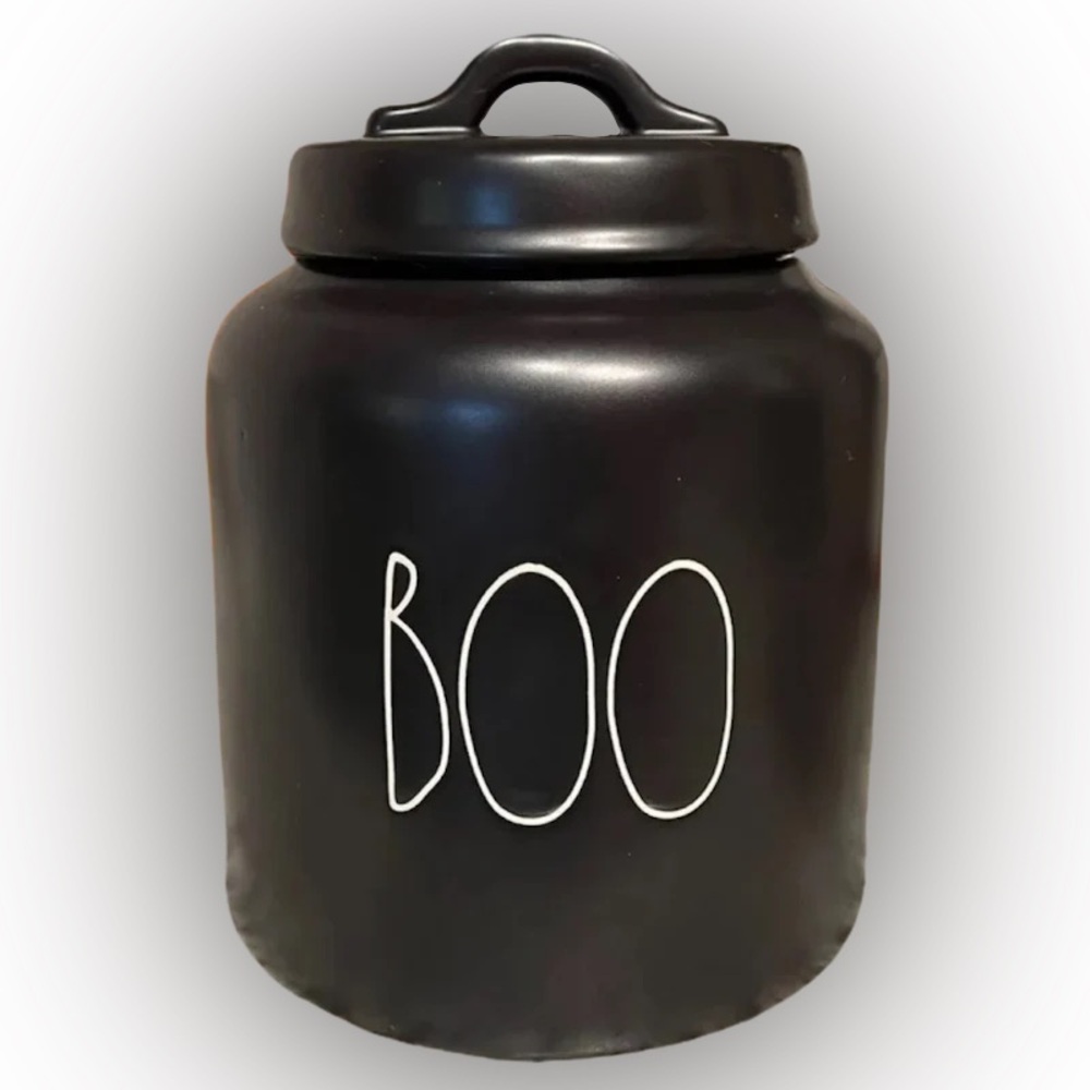 Rae Dunn Black Halloween BOO Chubby Canister